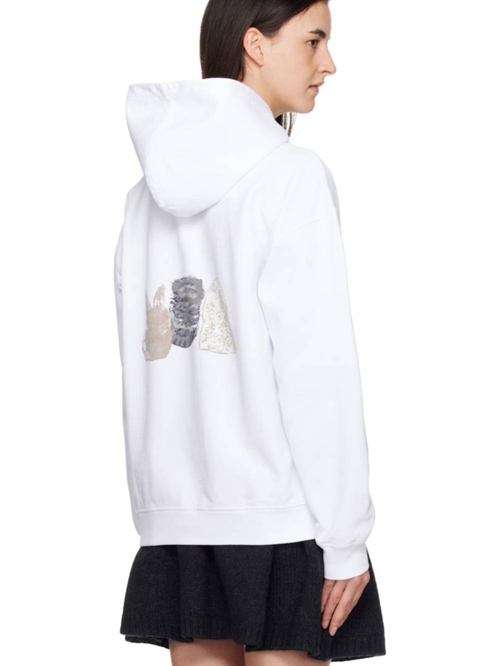 GANNI WHITE ANIMAL PRINT HOODIE IN BRIGHT WHITE - Picture 10 of 11
